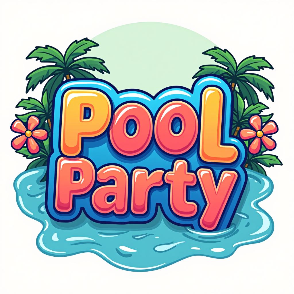  pool party , (logo:1.15), hq, hightly detailed, 4k