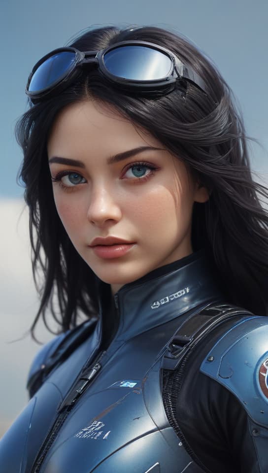 long black hair, large , blue eyes. anese. skintight pilot suit, trending on art station, (detailed face), ((upper body)), (front view),(masterpiece:1.4),(photorealistic:1.4),(high resolution),(exquisitely detailed),(beautiful detailed light),(ultra_color),(perfect anatomy),best quality,ultra high definition,(cinematic light),<lora:ClothingAdjuster3:-0.5>