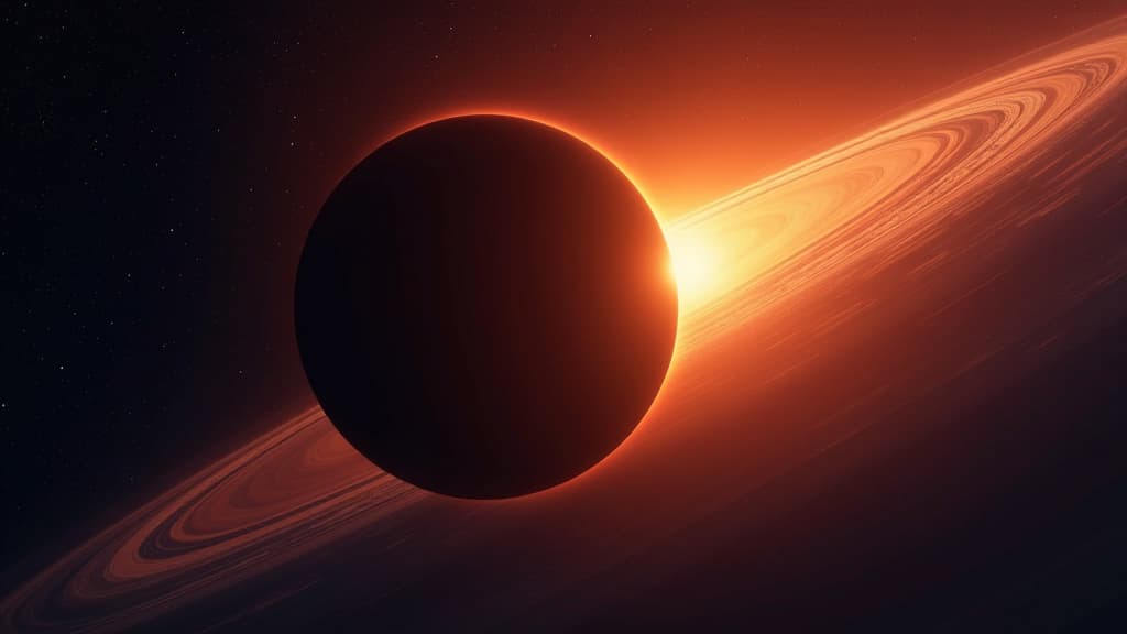  prompt: create a hyper realistic and detailed image capturing the striking contrast between the morning and evening sky of the exoplanet wasp 39 b as observed by the james webb space telescope. the composition should feature a partial eclipse phenomenon during the planet's transit in front of its star, akin to solar eclipses on earth. show wasp 39 b obscuring the star with its morning and evening sides for about 30 minutes each, revealing differences in chemical composition. include intricate d