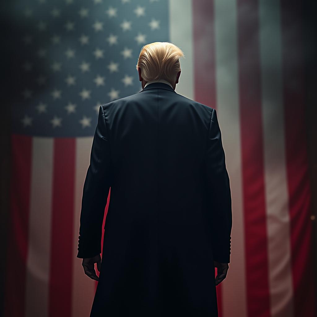  trump standing with bloody ear after a failed assassination attemp. make a dramtlatic background with american flag hyperrealistic, full body, detailed clothing, highly detailed, cinematic lighting, stunningly beautiful, intricate, sharp focus, f/1. 8, 85mm, (centered image composition), (professionally color graded), ((bright soft diffused light)), volumetric fog, trending on instagram, trending on tumblr, HDR 4K, 8K