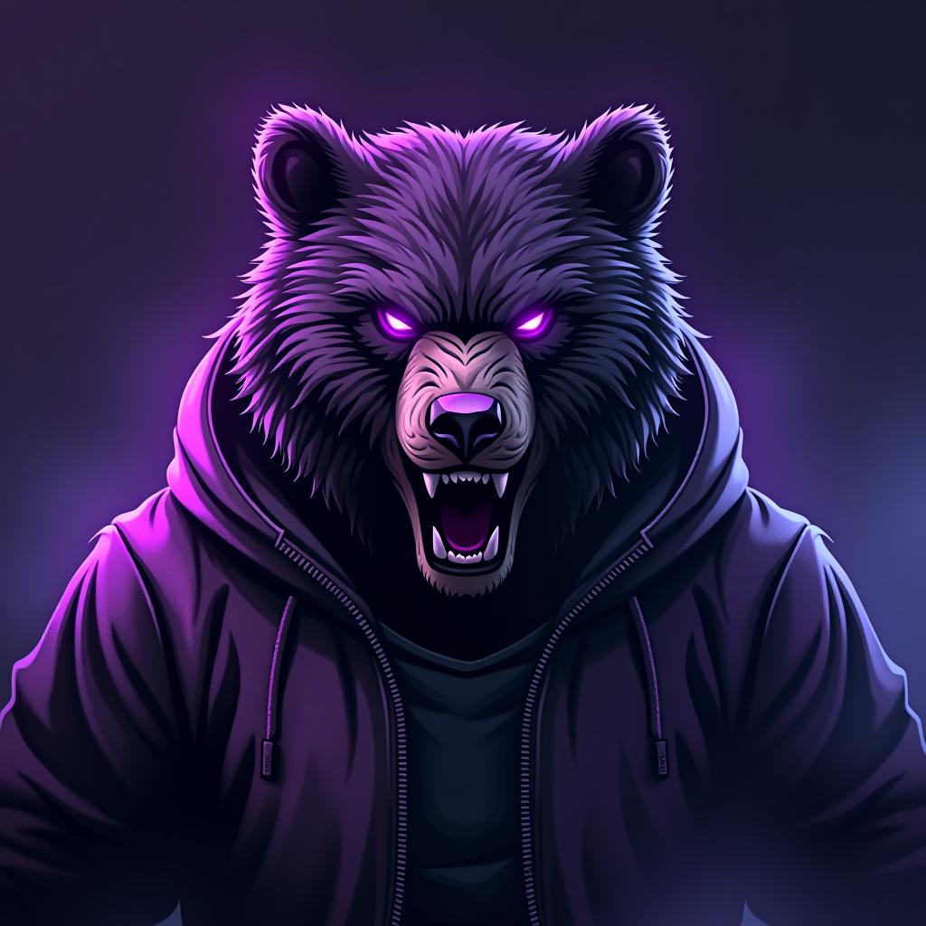  design a logo, esports logo que diga cristian, angry bear, black and purple color hyperrealistic, full body, detailed clothing, highly detailed, cinematic lighting, stunningly beautiful, intricate, sharp focus, f/1. 8, 85mm, (centered image composition), (professionally color graded), ((bright soft diffused light)), volumetric fog, trending on instagram, trending on tumblr, HDR 4K, 8K