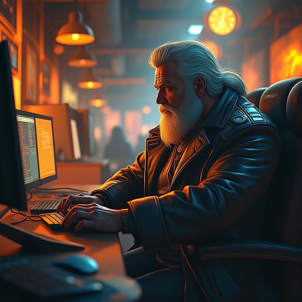  portrait, a mystical scene of an cyberpunk man, large busted and in form fitting attire, absorbing the energy of the cyber cafe. the style is digital art illustration / modern comic book / mysterious occult, symbolic, esoteric vibe,high detail on character design, incorporating futuristic western attire. hyperrealistic, full body, detailed clothing, highly detailed, cinematic lighting, stunningly beautiful, intricate, sharp focus, f/1. 8, 85mm, (centered image composition), (professionally color graded), ((bright soft diffused light)), volumetric fog, trending on instagram, trending on tumblr, HDR 4K, 8K