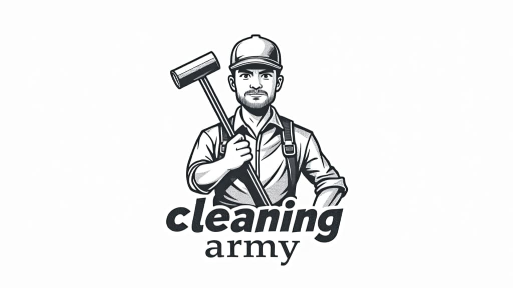  design a logo, in a pencil style. cleaning service, with the text 'cleaning army '.