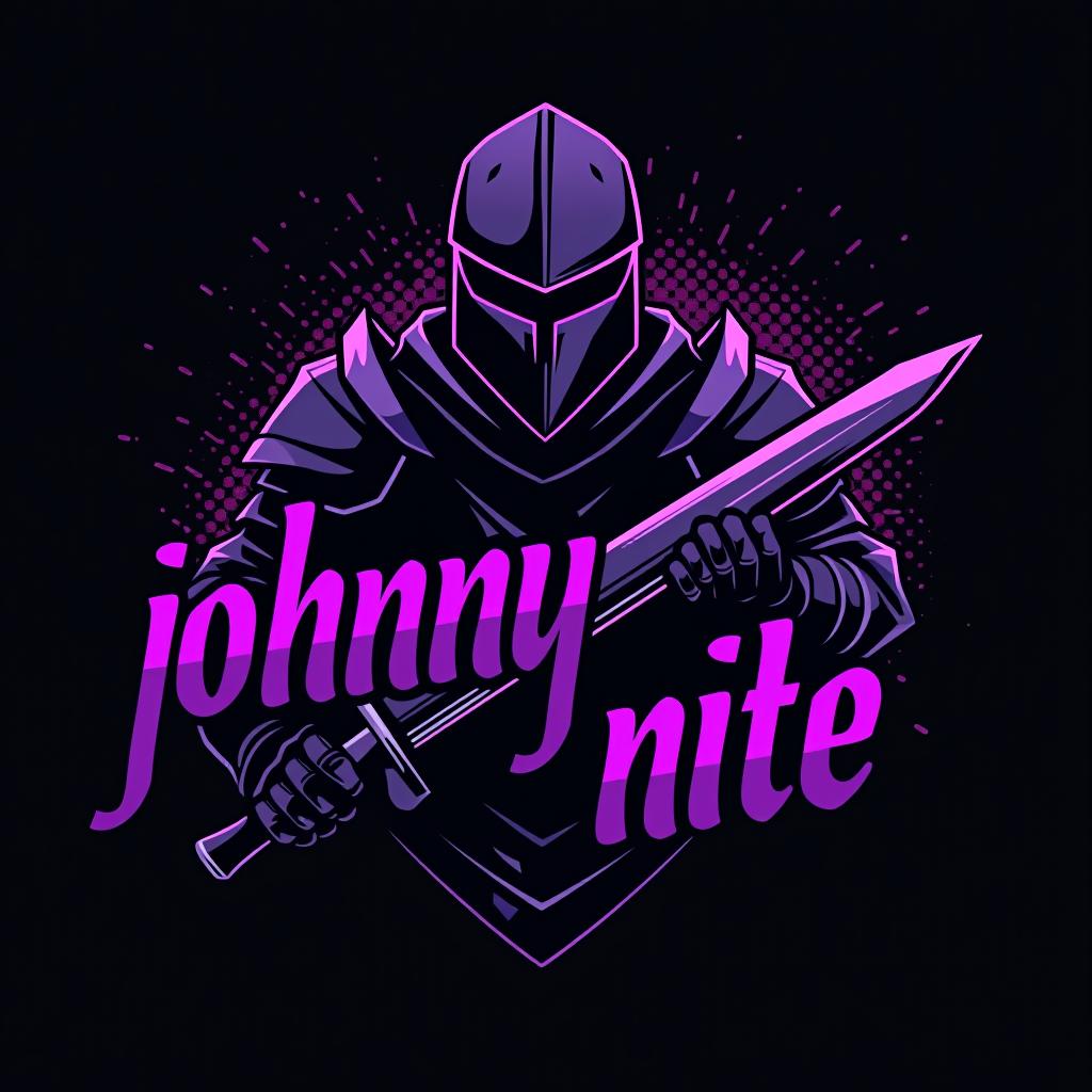  design a logo, in a realism style. knight black and purple graffiti, with the text 'johnny nite '.