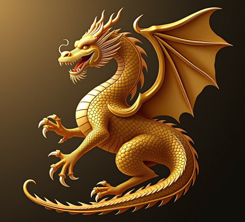  regal gold dragon with shimmering scales,