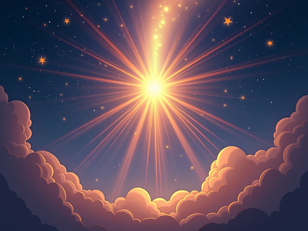  harmony of glowing light beams, intertwining energies, celestial backdrop, perfect alignment. the style is digital art illustration,highly detailed, whimsical,magical, dreamlike atmosphere, realism and fantasy blend, smooth, glossy textures,luminous quality, wonder and enchantment.