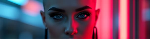  ultra realistic close up portrait ((beautiful pale cyberpunk female with heavy black eyeliner)), blue eyes, shaved side haircut, hyper detail, cinematic lighting, magic neon, dark red city, canon eos r3, nikon, f/1.4, iso 200, 1/160s, 8k, raw, unedited, symmetrical balance, in frame, 8k hyperrealistic, full body, detailed clothing, highly detailed, cinematic lighting, stunningly beautiful, intricate, sharp focus, f/1. 8, 85mm, (centered image composition), (professionally color graded), ((bright soft diffused light)), volumetric fog, trending on instagram, trending on tumblr, HDR 4K, 8K