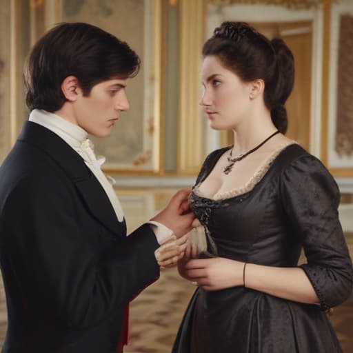 Stepmother being strict to teenboy in France 1800s in Cinematic style