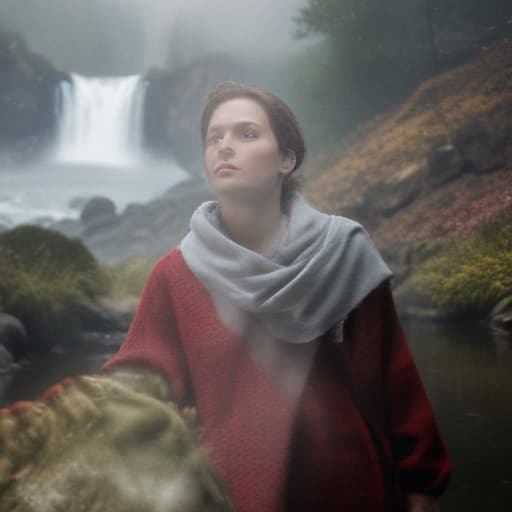 Standing next to a beautiful river As it is, it will remain as it is. The picture will not change. hyperrealistic, full body, detailed clothing, highly detailed, cinematic lighting, stunningly beautiful, intricate, sharp focus, f/1. 8, 85mm, (centered image composition), (professionally color graded), ((bright soft diffused light)), volumetric fog, trending on instagram, trending on tumblr, HDR 4K, 8K