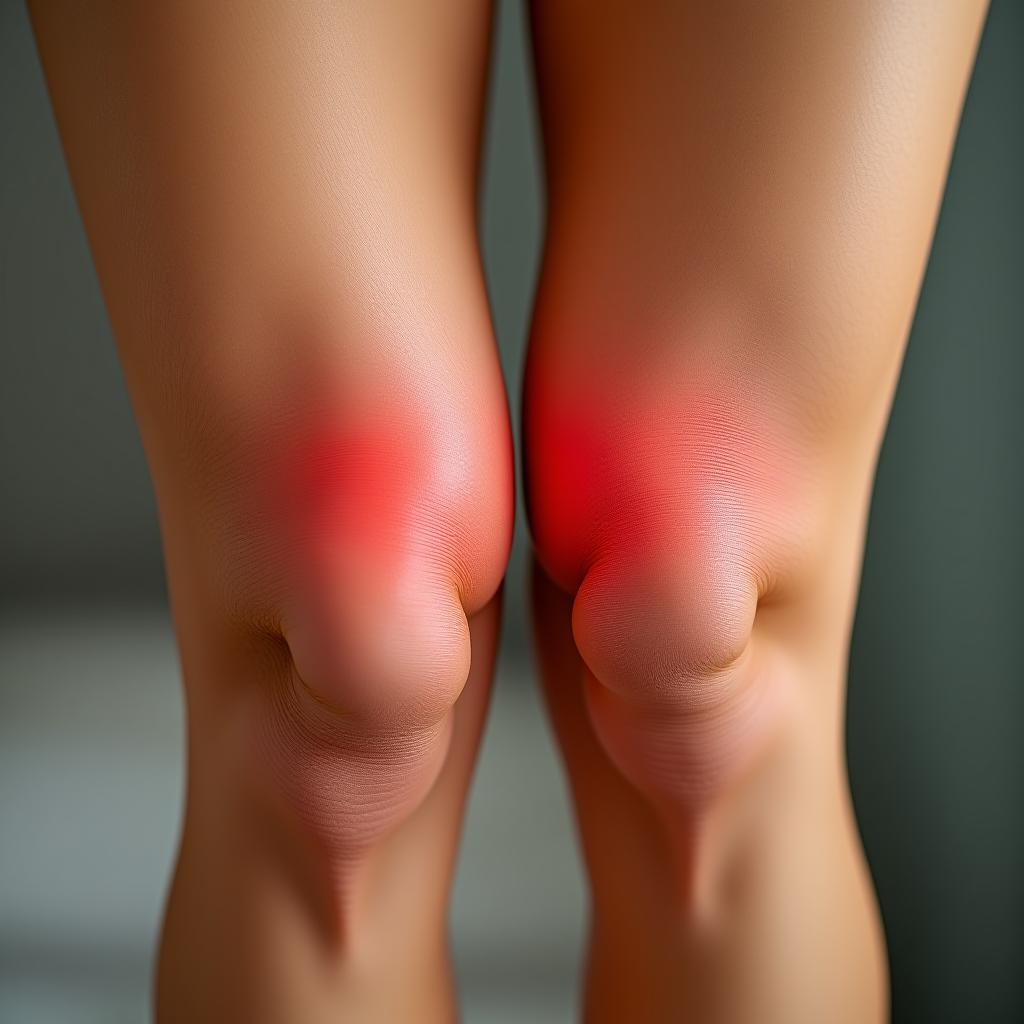  women's legs with red irritation after shaving.