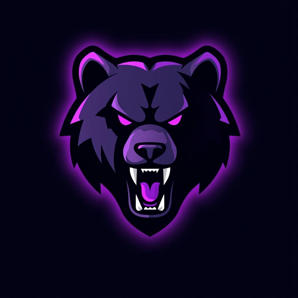  design a logo, esports logo, angry bear, black and purple color