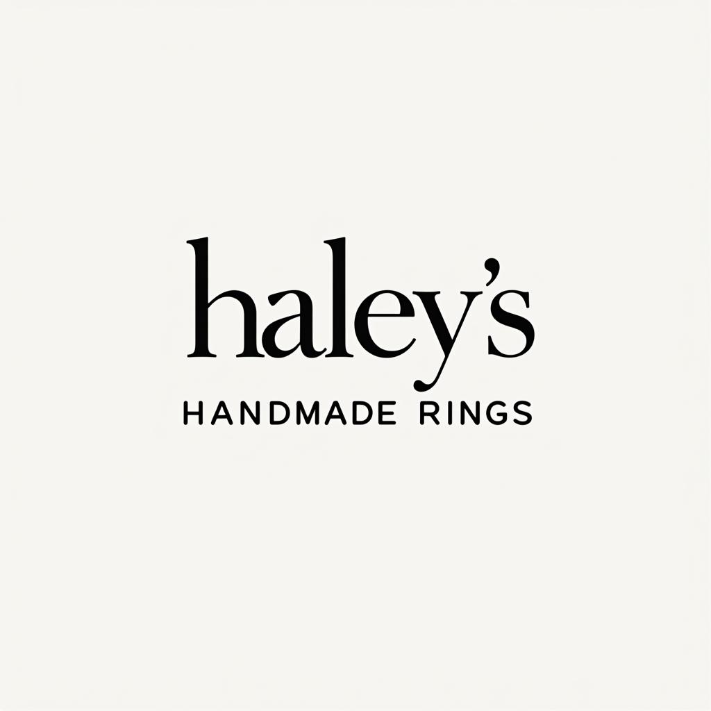  haley’s handmade rings, (logo), elegant, chic, stylish, sophisticated, high fashion, modern serif font, monochrome, simple, iconic