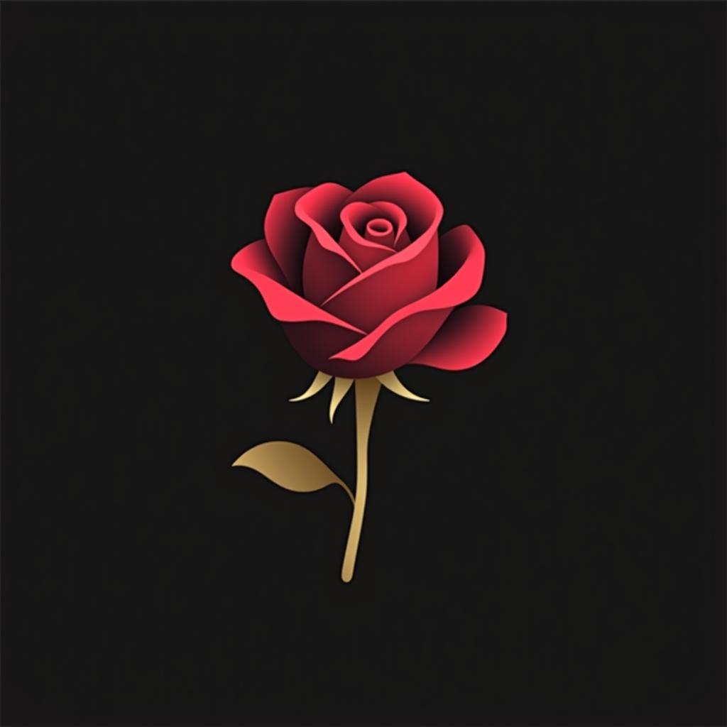  design a logo, logo minimaliste d'une rose, vectoriel, lignes dorées et fond noir