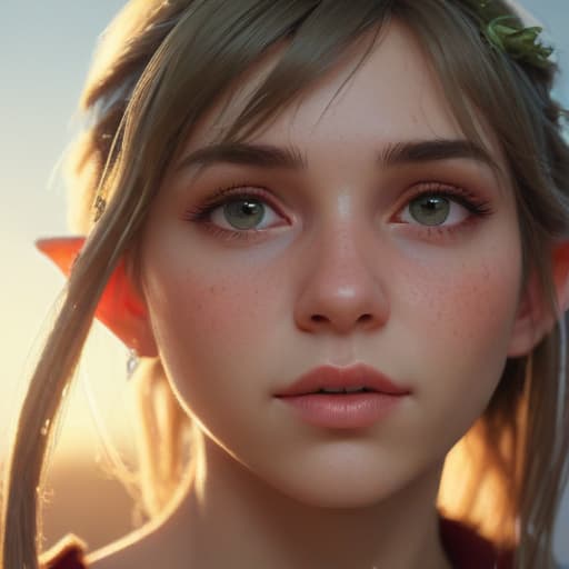 mdjrny-v4 style photo of a ultra realistic elf pretty girl, dramatic light, pale sunrise, battered, low angle, trending on artstation, focused, extreme details, unreal engine 5, cinematic, masterpiece, art by studio ghibli, intricate artwork by john william turner, sharp, cartoon, , Glowing