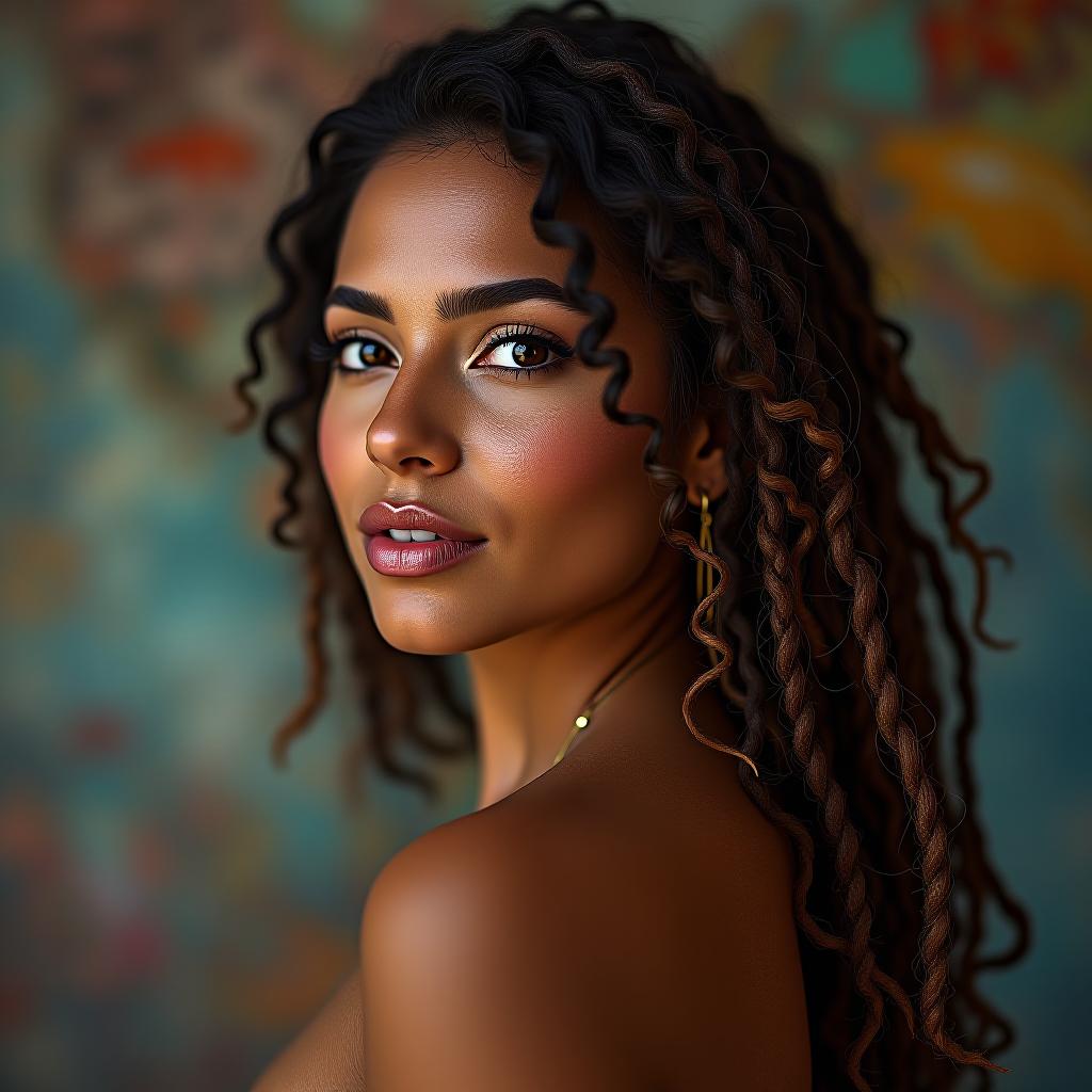  make a image of a mexican woman with brown dreads