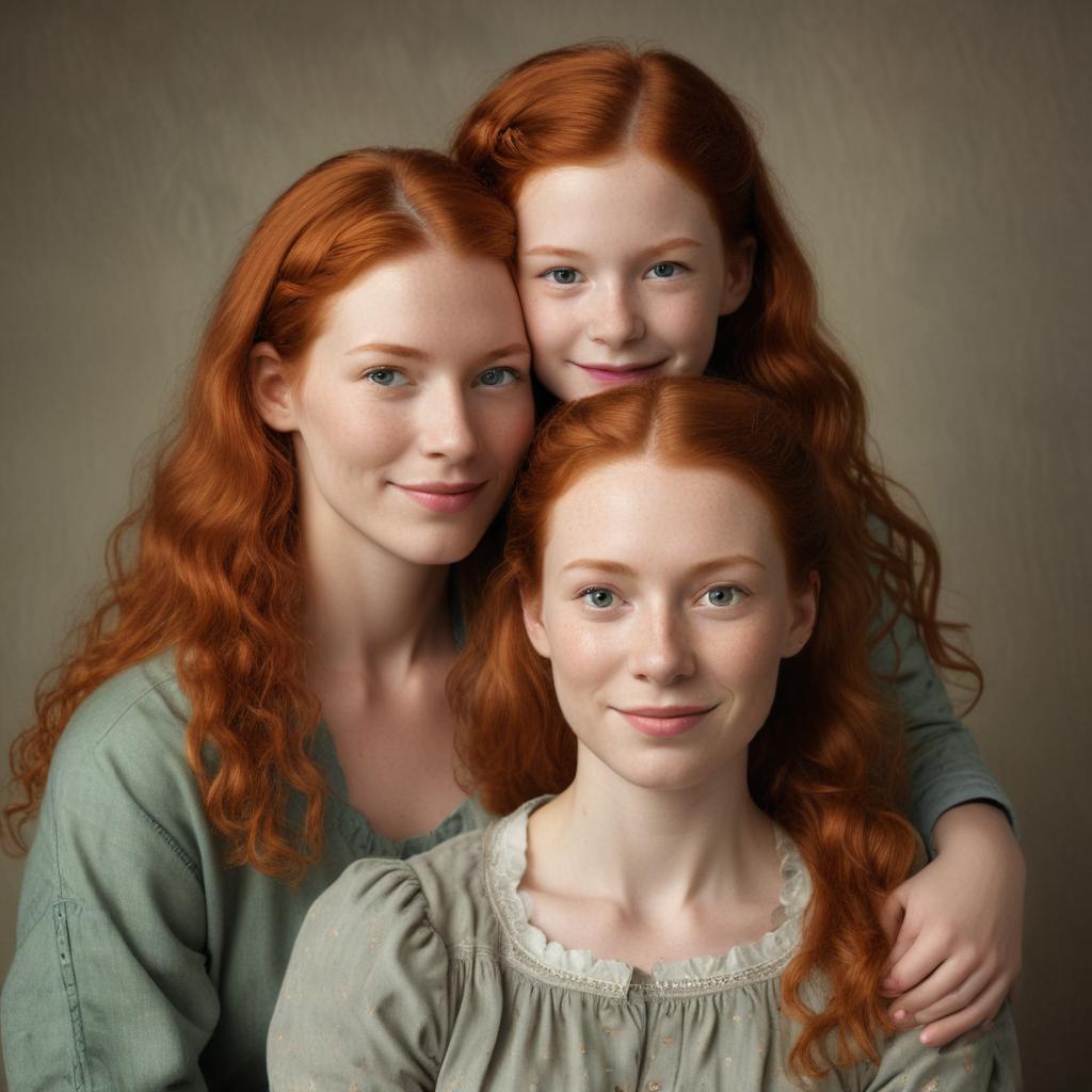 ginger woman with two daughters, one 13 and the other 8