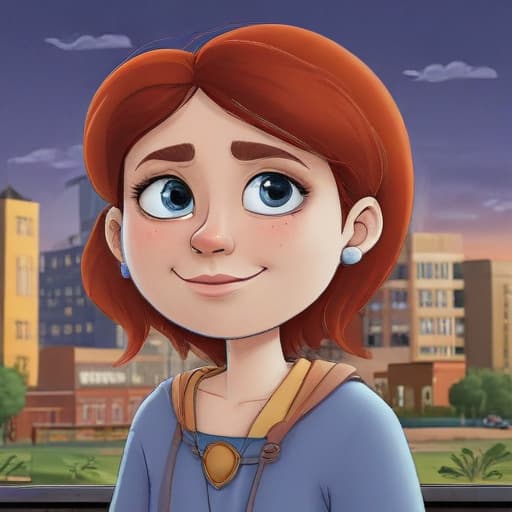 Sally in Cartoon style with City background