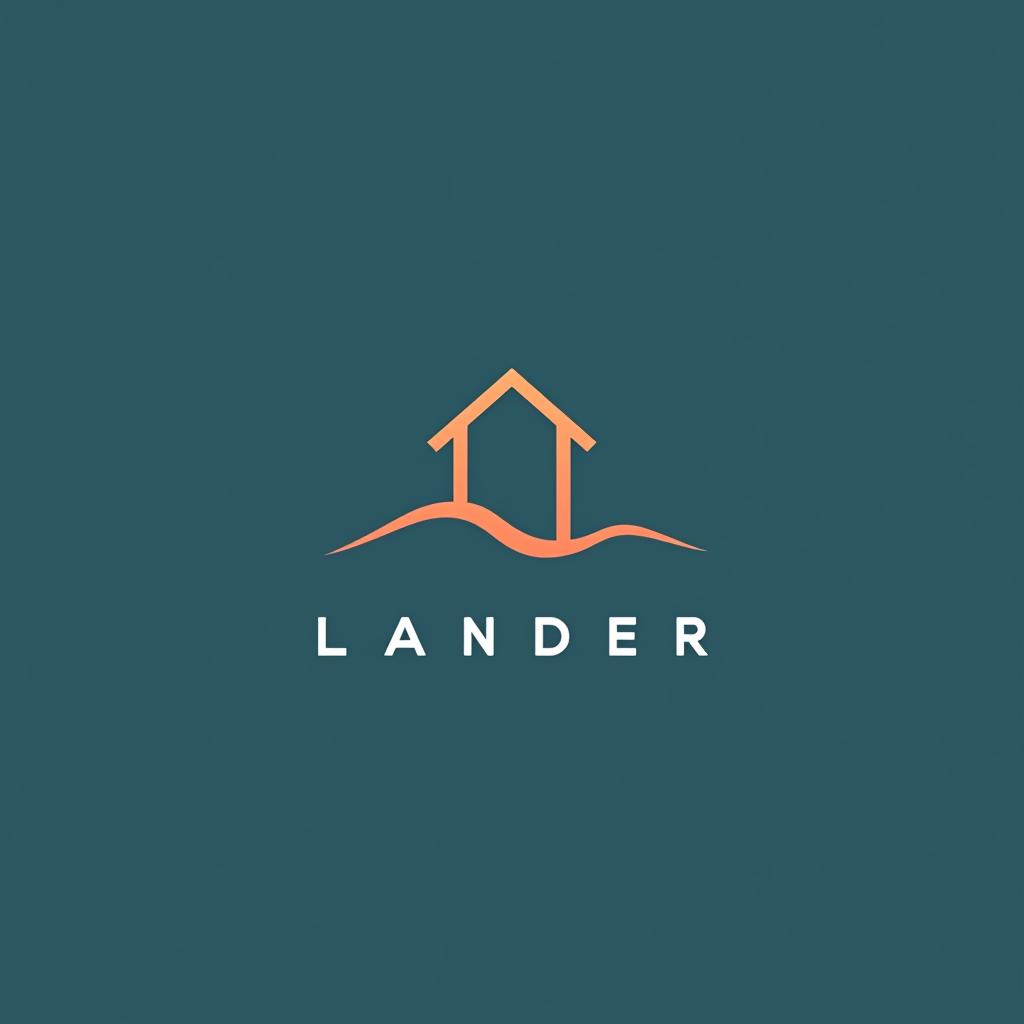  logo, minimal line logo in the theme of real estate, with the text ‘lander’