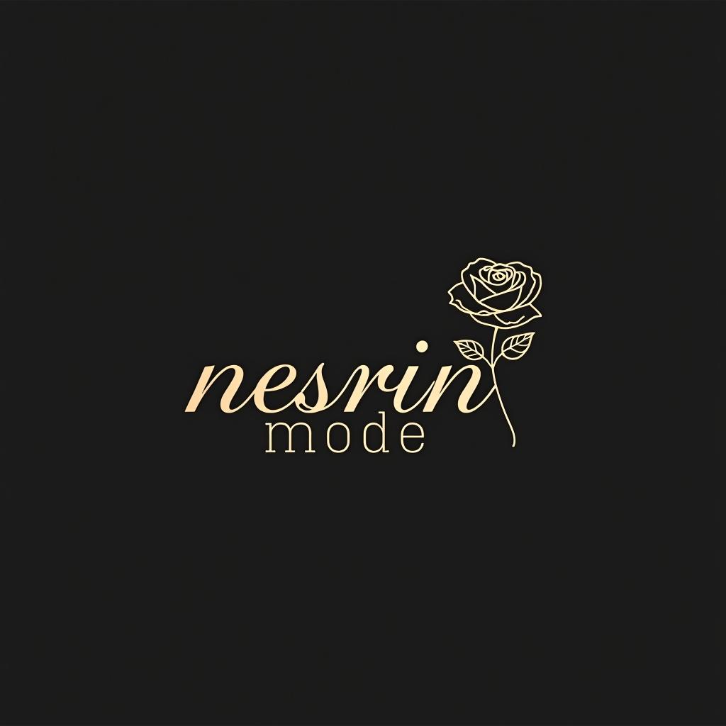  design a logo, erstelle mir ein logo für ein kleider laden elegant schwarz und weiss mit dem namen und eine rose an der seite , with the text 'nesrin mode '.