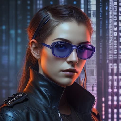 Sister Colette in Cyberpunk style with Binary background