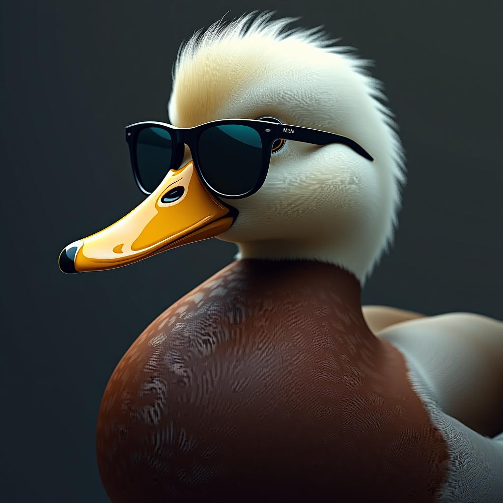  the vector, the sketches, the contour of the head of a cool duck in black glasses, the lines that emphasize its shape. the duck looks straight hyperrealistic, full body, detailed clothing, highly detailed, cinematic lighting, stunningly beautiful, intricate, sharp focus, f/1. 8, 85mm, (centered image composition), (professionally color graded), ((bright soft diffused light)), volumetric fog, trending on instagram, trending on tumblr, HDR 4K, 8K