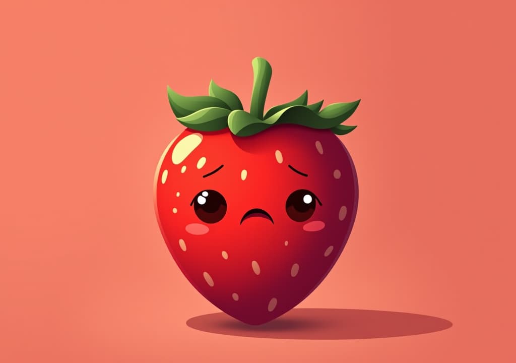  cute cartoon sad strawberry character