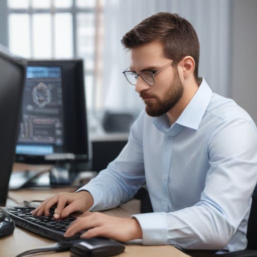 IT engineer working at his desk