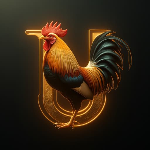  logocombine the letter u with a rooster in a golden black colour minimalist and modernizm logo stylelogo hyperrealistic, full body, detailed clothing, highly detailed, cinematic lighting, stunningly beautiful, intricate, sharp focus, f/1. 8, 85mm, (centered image composition), (professionally color graded), ((bright soft diffused light)), volumetric fog, trending on instagram, trending on tumblr, HDR 4K, 8K