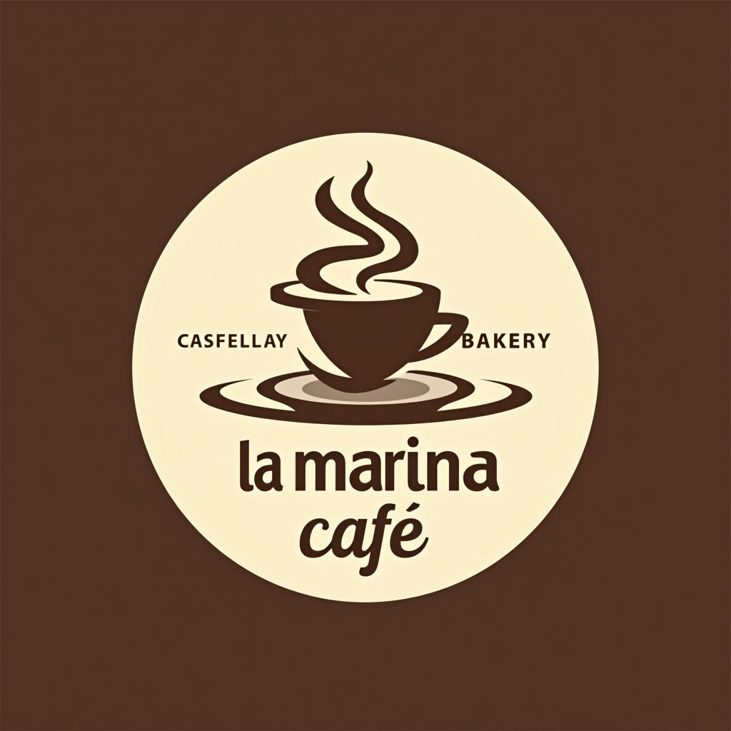  design a logo, una cafetería y bakery , with the text 'la marina café '.