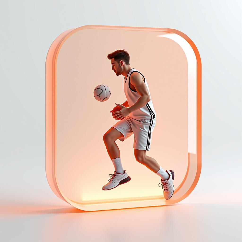  [sports] icon, peach gradient, white background, frosted glass, transparent sense of science and technology, ultra minimalistic appearance, bright colors, studio lighting, peach and white background, industrial design, lots of details, ultra high definition, dribbling, pinterest, ray tracing, isometric view, blender, c4d, visualization tool oc seed 3062166470 version 6.0 in raw format hyperrealistic, full body, detailed clothing, highly detailed, cinematic lighting, stunningly beautiful, intricate, sharp focus, f/1. 8, 85mm, (centered image composition), (professionally color graded), ((bright soft diffused light)), volumetric fog, trending on instagram, trending on tumblr, HDR 4K, 8K