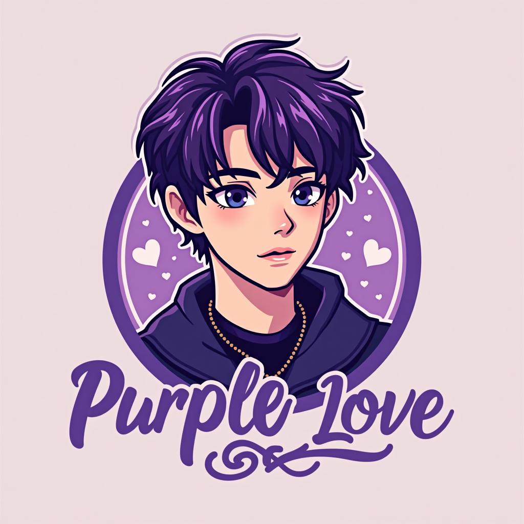  design a logo, bts band boy, with the text 'purple love'.