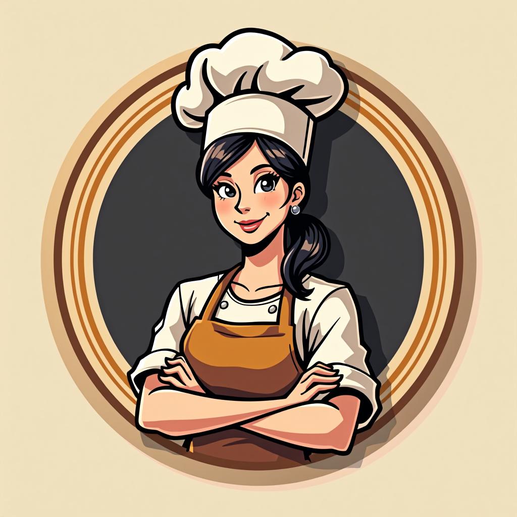  design a logo, una chef femenina con una charola