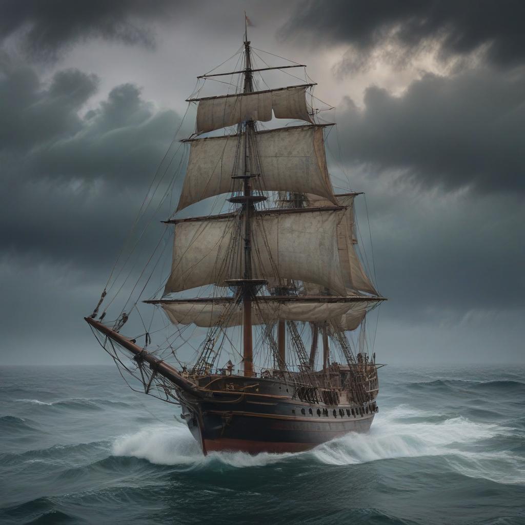 A compass spinning erratically, a ship's bow cutting through fog-shrouded waters, and a faint outline of a ghostly triangle with its points marked by the islands of Bermuda, Puerto Rico, and Miami, set against a backdrop of stormy skies and churning seas.ultra-detailed, 4k hyperrealistic, full body, detailed clothing, highly detailed, cinematic lighting, stunningly beautiful, intricate, sharp focus, f/1. 8, 85mm, (centered image composition), (professionally color graded), ((bright soft diffused light)), volumetric fog, trending on instagram, trending on tumblr, HDR 4K, 8K