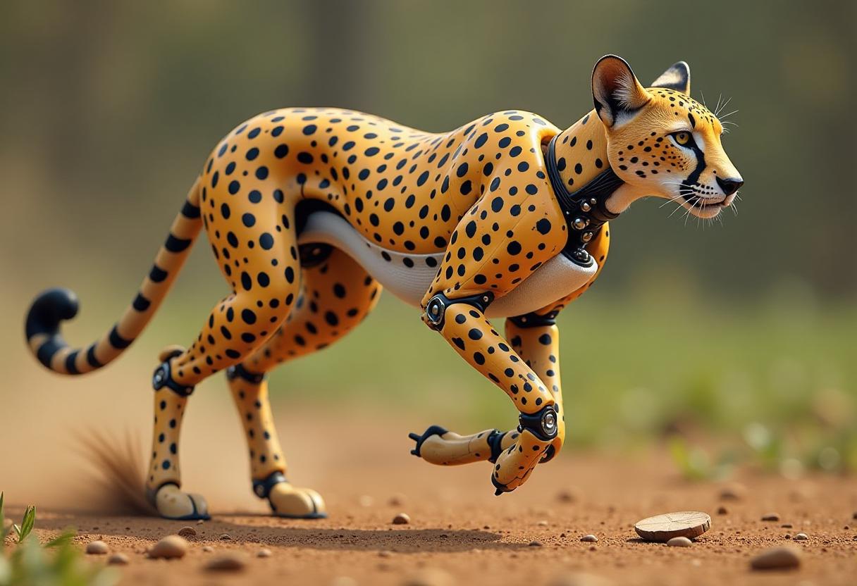  (a realistic cheetah:1.2) chases (mechanical gazelle robot)