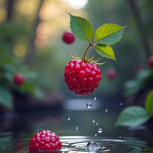  many plapberry are flying through the air with water