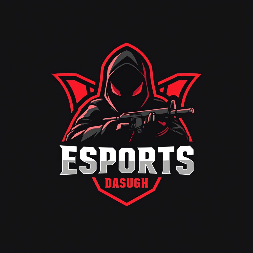  design a logo, esports logo, guns theme, black and red color