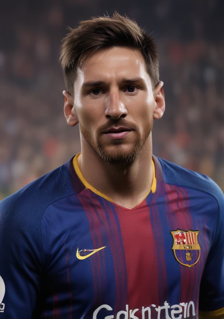 football Messi and Barca highly detailed,studio lighting,professional,vivid colors, cinematic lighting, HDR, UHD, 4K, 8k, 64K