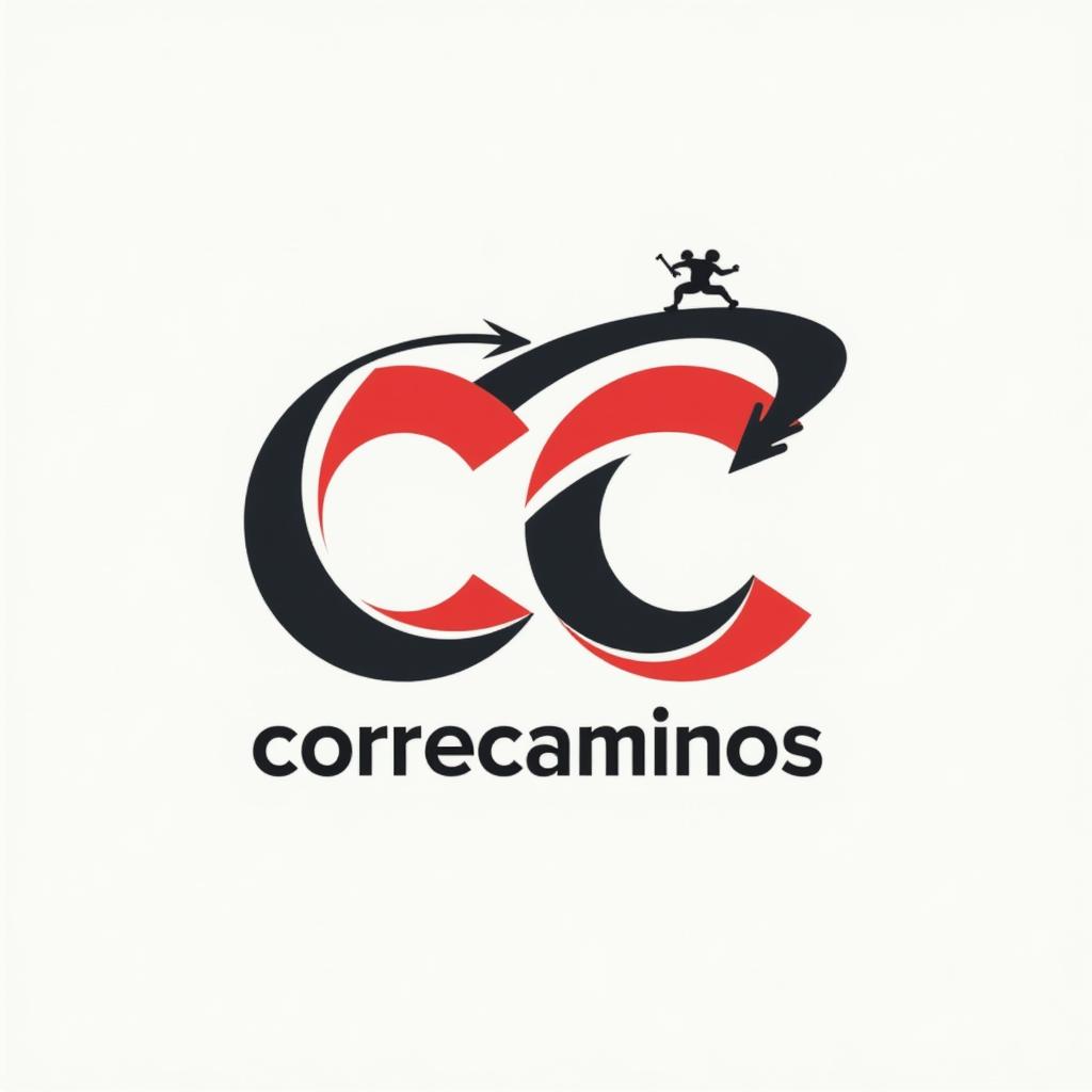  design a logo, necesito hacer un logo. para un grupo de running que se llama correcaminos. cómo tiene dos letras c pensé en una dadá vuelta que entre las dos formen una pista de atletismo y que abajo diga correcaminos, with the text 'cc correcaminos'.