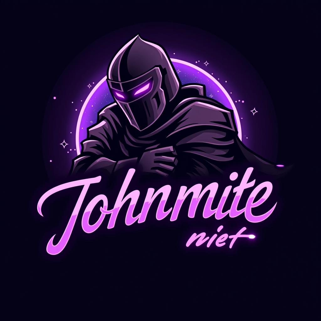  design a logo, knight graffiti purple and black, with the text 'johnny nite'.