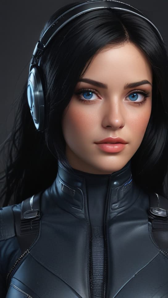 long black hair, large , blue eyes. skintight pilot suit, trending on art station, (detailed face), ((upper body)), (front view),(masterpiece:1.4),(photorealistic:1.4),(high resolution),(exquisitely detailed),(beautiful detailed light),(ultra_color),(perfect anatomy),best quality,ultra high definition,(cinematic light),<lora:ClothingAdjuster3:-0.5>