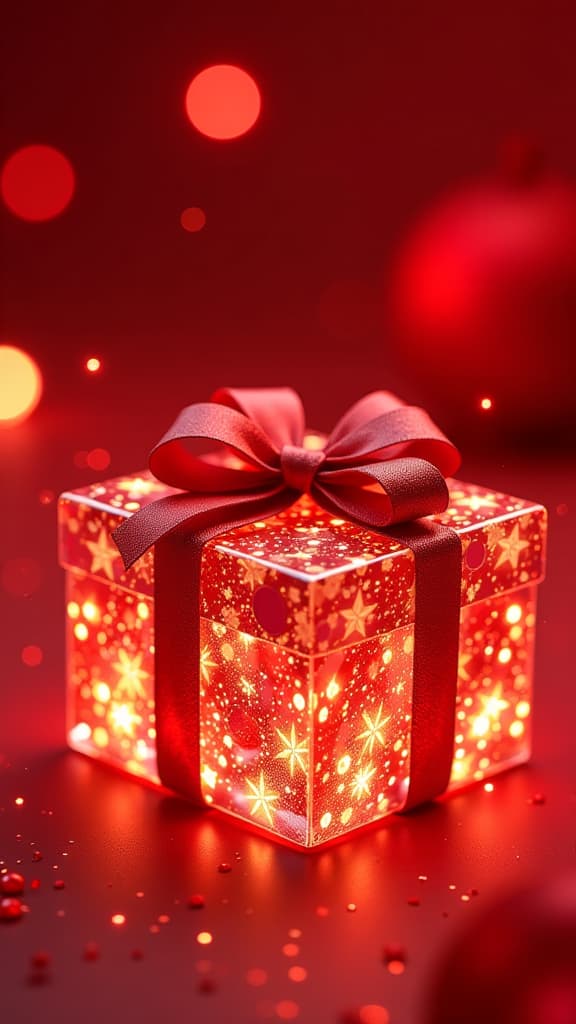  background made from lot of glowing glass new year gift boxes, red background ar 9:16 {prompt}, maximum details