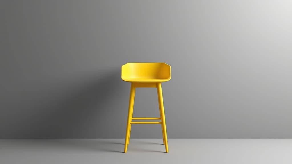  yellow bar stool standing out on a grey background, yellow, bar stool, furniture, minimalism, interior design, contrast