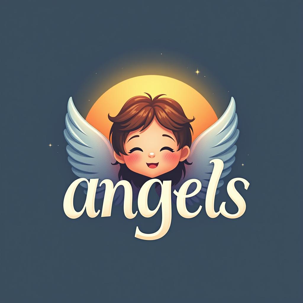  design a logo, in a realism style. 水彩スタイル、ロゴ、海、青緑色、、白背景。, with the text 'smile angels'.