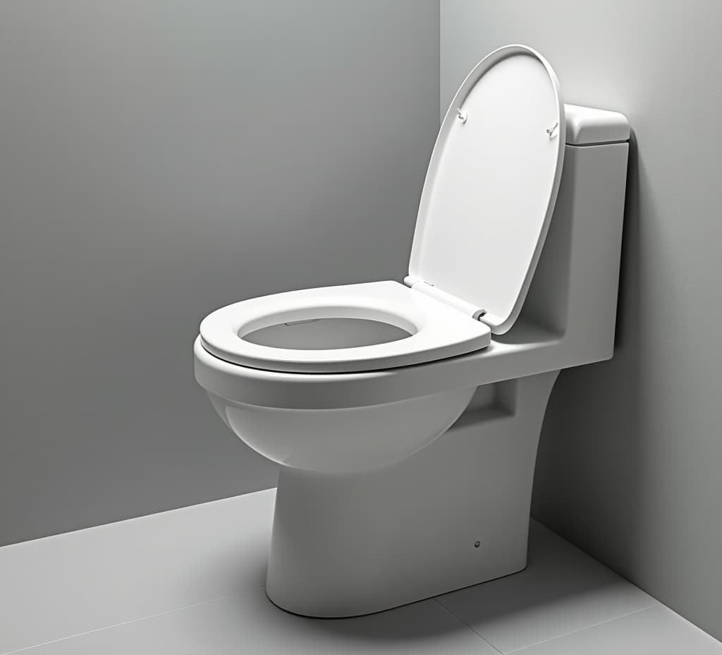  a white toilet with a seat open