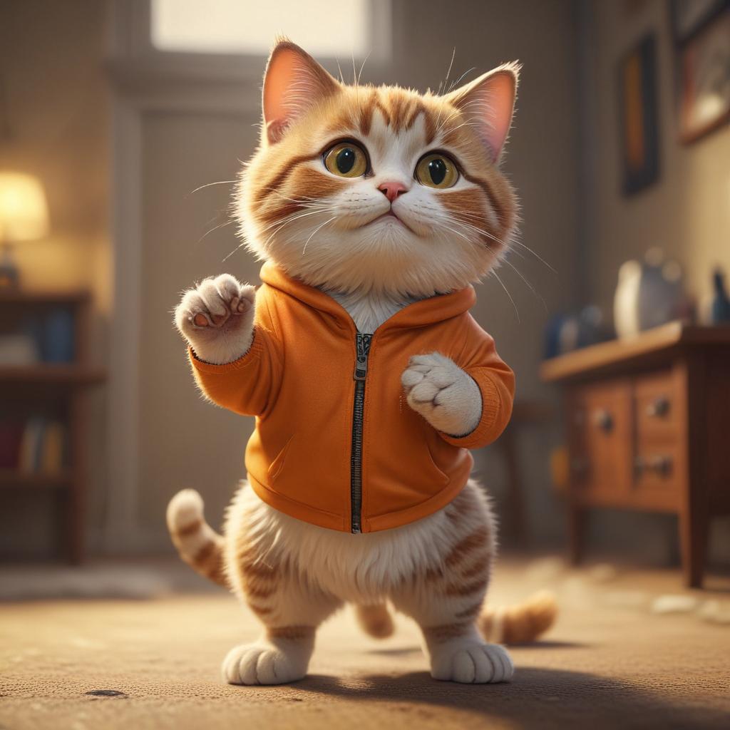 ((masterpiece)),(((best quality))), 8k, high detailed, ultra detailed, A cartoon cat stretching, warm colors hyperrealistic, full body, detailed clothing, highly detailed, cinematic lighting, stunningly beautiful, intricate, sharp focus, f/1. 8, 85mm, (centered image composition), (professionally color graded), ((bright soft diffused light)), volumetric fog, trending on instagram, trending on tumblr, HDR 4K, 8K