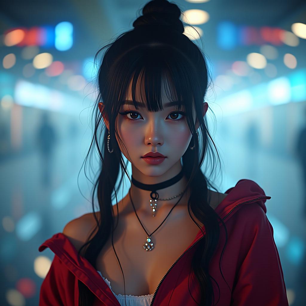  k pop girl hyperrealistic, full body, detailed clothing, highly detailed, cinematic lighting, stunningly beautiful, intricate, sharp focus, f/1. 8, 85mm, (centered image composition), (professionally color graded), ((bright soft diffused light)), volumetric fog, trending on instagram, trending on tumblr, HDR 4K, 8K