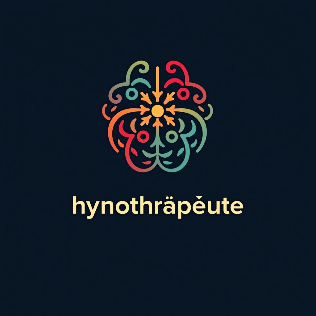  design a logo, hypnose représentation simple en couleurs , with the text 'hynothrapeute'.