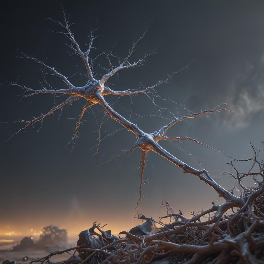 A close up of a neuron receiving a signal from another neuron, visualizing the multiplication of the signal by the connection weight, with a focus on the mathematical operation taking place within the network, against a backdrop of interconnected nodes and pathways"in the style of technical diagrams, with clean lines, minimalistic design, and a monochromatic color scheme"This image is a breathtaking painting that captures the magical scene with vivid detail. The overall composition is spellbinding, showcasing a perfect harmony. photorealism fantasy, unreal engine 5, concept hyperrealistic, full body, detailed clothing, highly detailed, cinematic lighting, stunningly beautiful, intricate, sharp focus, f/1. 8, 85mm, (centered image composition), (professionally color graded), ((bright soft diffused light)), volumetric fog, trending on instagram, trending on tumblr, HDR 4K, 8K