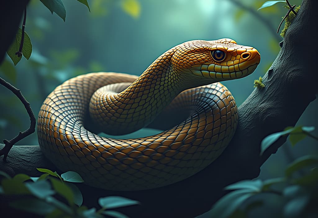  snake, jungle, fantasy illustration, bright colors, quality detail drawing, 16k hyperrealistic, full body, detailed clothing, highly detailed, cinematic lighting, stunningly beautiful, intricate, sharp focus, f/1. 8, 85mm, (centered image composition), (professionally color graded), ((bright soft diffused light)), volumetric fog, trending on instagram, trending on tumblr, HDR 4K, 8K