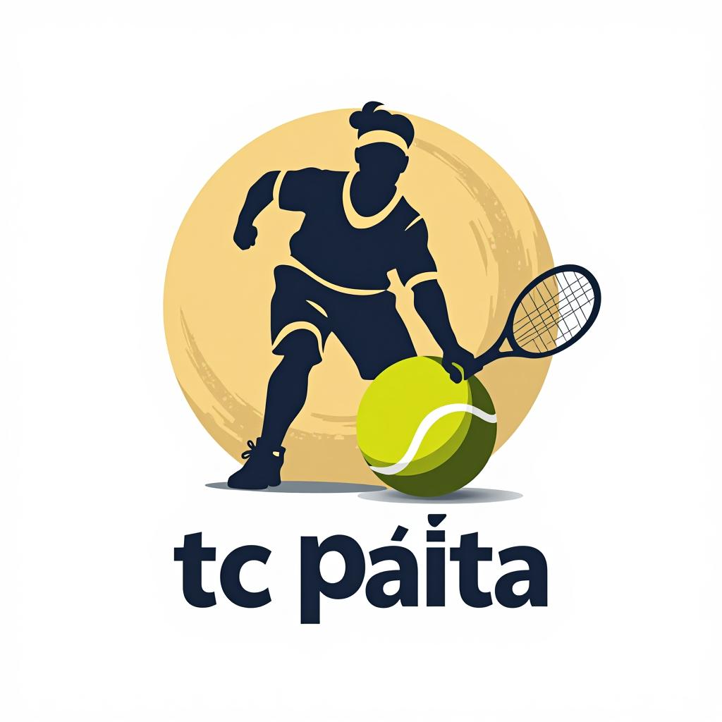  design a logo, homme abstrait tapant sur un balle de tennis , with the text 'tc paÏta'.